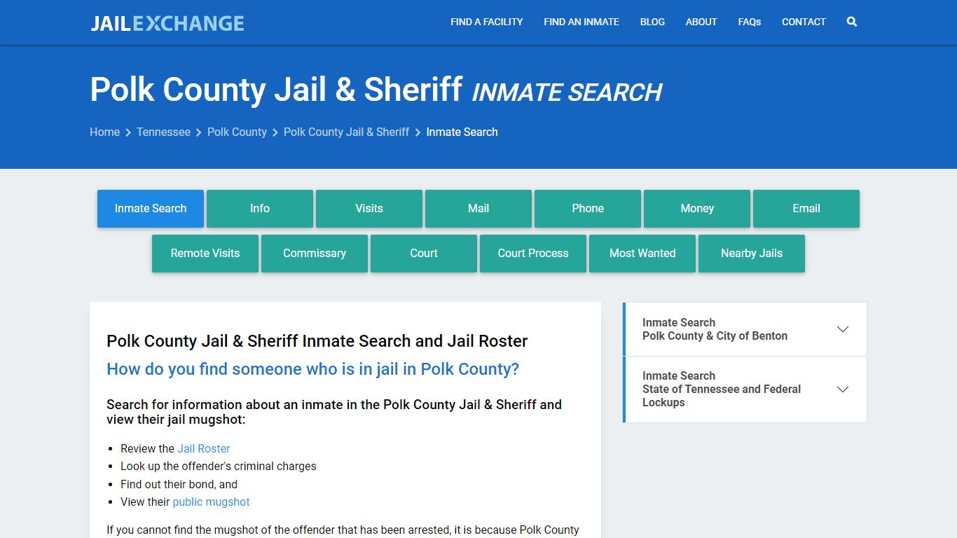 Inmate Search: Roster & Mugshots - Polk County Jail & Sheriff, TN
