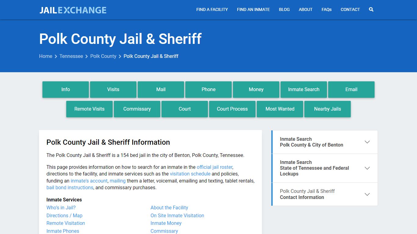 Polk County Jail & Sheriff, TN Inmate Search, Information
